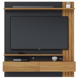 Painel para Tv Home Suspenso Juriti 1.5 Noce Milano Preto Acetinado – Colibri - 1