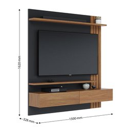Painel para Tv Home Suspenso Juriti 1.5 Noce Milano Preto Acetinado – Colibri - 2