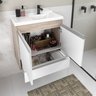 Kit Gabinete Banheiro Fox 60cm Madeirado/branco (gabinete + Cuba + Espelheira) - 4