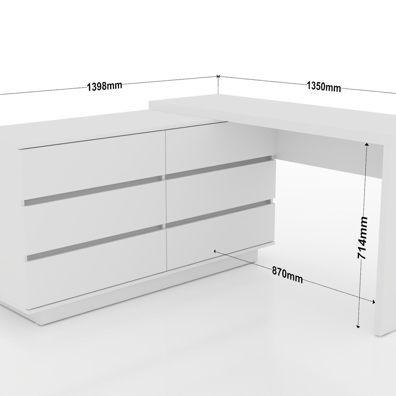 Mesa para Escritório Diretor em L 6 Gavetas Oring Yescasa - 7