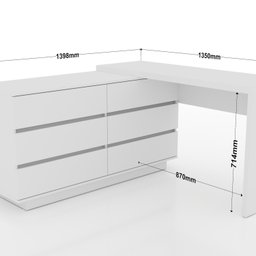 Mesa para Escritório Diretor em L 6 Gavetas 100% MDF Oring Yescasa - 7
