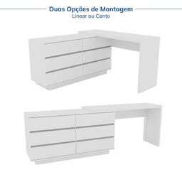 Mesa para Escritório Diretor em L 6 Gavetas Oring Cabecasa - 3