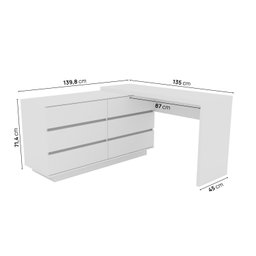 Mesa para Escritório Diretor em L 6 Gavetas Oring Cabecasa - 4