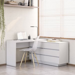 Mesa para Escritório Diretor em L 6 Gavetas Oring Yescasa
