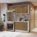 Ver imagem 2 de Armário de Cozinha Compacta 3 Gavetas 100% Mdf 200cm Branco/nogueira Celeste Kappesberg