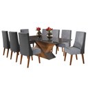 Ver imagem 2 de Mesa de Jantar Retangular 200x90 Cecilia com 8 Cadeiras em Madeira Maciça Topazio Cinza/Mel/Grafite/Linho Inox/Chumbo