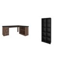 Ver imagem 2 de Conjunto 2 Peças com Escrivaninha em L com Nichos e 3 Gavetas e Estante Clean com 10 Ipê Preto Artany