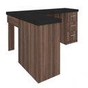 Ver imagem 7 de Conjunto 2 Peças com Escrivaninha em L com Nichos e 3 Gavetas e Estante Clean com 10 Ipê Preto Artany