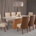 Ver imagem 1 de Mesa de Jantar Retangular 200x90 Haven com 8 Cadeiras em Madeira Maciça Topazio
