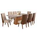 Ver imagem 2 de Mesa de Jantar Retangular 200x90 Haven com 8 Cadeiras em Madeira Maciça Topazio Bege/Mel/Off Whiti/D
