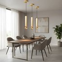 Ver imagem 3 de Luminária Pendente Cilindro Tubo de Madeira Maciça 1 Metro E27 Lustre - Cor Natural Moderno