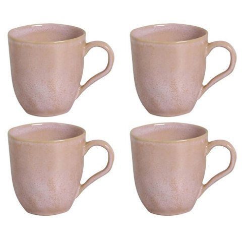Conjunto 4 Canecas Rosa 273ml Orgânico Litchi Porto Brasil Xícaras Mesa Posta Café da Manhã