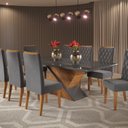 Ver imagem 1 de Mesa de Jantar Retangular 200x90 Noble com 8 Cadeiras Iza