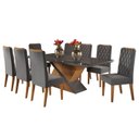 Ver imagem 2 de Mesa de Jantar Retangular 200x90 Noble com 8 Cadeiras Iza Cinza/Mel/Grafite