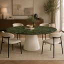 Ver imagem 4 de Mesa de Jantar Cone Oval 180x100 cm Tampo Mármore Vitória Régia Base Laca Off White