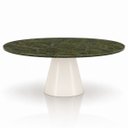 Ver imagem 1 de Mesa de Jantar Cone Oval 180x100 cm Tampo Mármore Vitória Régia Base Laca Off White
