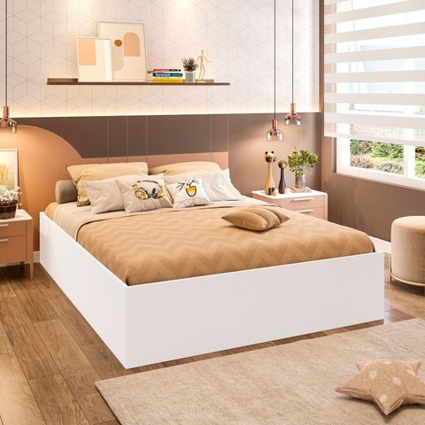 Cama Casal Adulto Lia 191cm x 141cm x 35cm DRD Móveis Branco