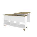 Ver imagem 7 de Escrivaninha Mesa Escritório em L Retrô Gold com 145cm Olmo e Branco Artany
