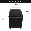 Ver imagem 2 de Puff Baú Quadrado Guarda Acessórios Assento Apoio de Pés - Preto Corino