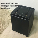 Ver imagem 4 de Puff Baú Quadrado Guarda Acessórios Assento Apoio de Pés - Preto Corino