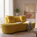 Ver imagem 1 de Sofá 3 Lugares Orgânico Curvo Madrid 180cm Couro Amarelo