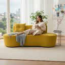 Ver imagem 2 de Sofá 3 Lugares Orgânico Curvo Madrid 180cm Couro Amarelo