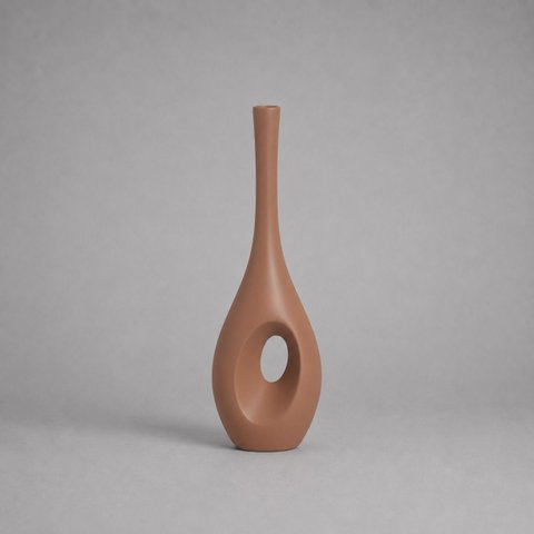 Garrafa Arabella Grande Vaso Decorativo de Cerâmica para Sala e Mesa Mocha Mousse