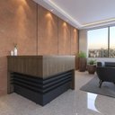 Ver imagem 4 de Balcão para Atendimento Recepção em L com 2 Gavetas 147,7x147,7cm Preto/Charuto Artany