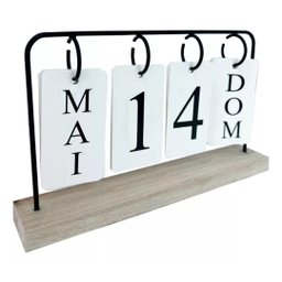 Calendário de Mesa Decorativo Permanente Plaquinhas Madeira Cor Preto - 2