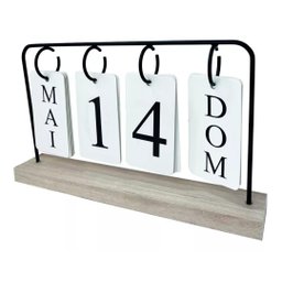 Calendário de Mesa Decorativo Permanente Plaquinhas Madeira Cor Preto - 3