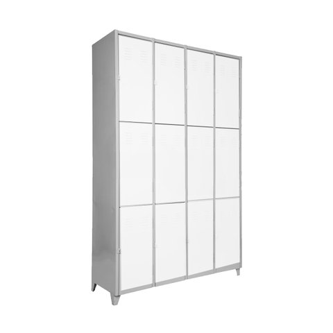 Armário Roupeiro Locker de Aço 12 Portas Vestiário Branco com Chave