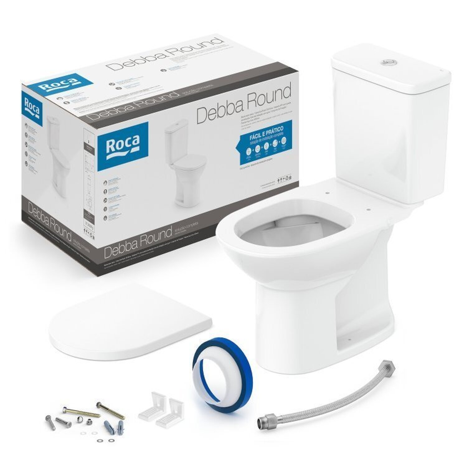 Kit 2 Vaso Sanitários com Caixa Acoplada e Assento Queda Amortecida Round Roca - 3