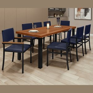Conjunto Sala de Jantar 8 Cadeiras Madri Mesa 200x90cm Tampo Madeira Maciça Athenas