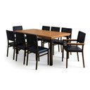 Ver imagem 2 de Conjunto de Mesa e 8 Cadeiras Tampo de Madeira Maciça Pinus Athenas Madri Azul Preto