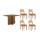 Ver imagem 1 de Conjunto: Mesa de Cozinha Berlim c/ Tampo Madeirado Canto Curvo 90x90cm e 4 Cadeiras Havana Premium