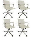 Ver imagem 1 de Kit 4 Cadeiras Office com Rodízio e Encosto Esteirinha Baixa Branco Rivatti