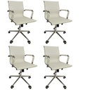 Ver imagem 1 de Kit 4 Cadeiras Office com Rodízio e Encosto Esteirinha Baixa