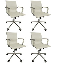 Kit 4 Cadeiras Office com Rodízio e Encosto Esteirinha Baixa - 1