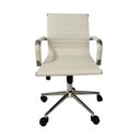 Ver imagem 4 de Kit 4 Cadeiras Office com Rodízio e Encosto Esteirinha Baixa Branco Rivatti