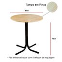 Ver imagem 2 de Cópia - Mesa de Jantar Redonda 80cm Preta Tampo Madeira Pinus