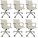 Ver imagem 1 de Kit 6 Cadeiras Office com Rodízio e Encosto Esteirinha Baixa