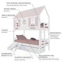Ver imagem 4 de Beliche Casinha Bela com Coração 2 Gavetas Kit Escada/escorregador - Madeira Maciça Branco/rosa