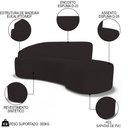 Ver imagem 3 de Sofá Living 3 Lugares 260cm Braço Esquerdo Mozart D06 Sintético Marrom - Mpozenato