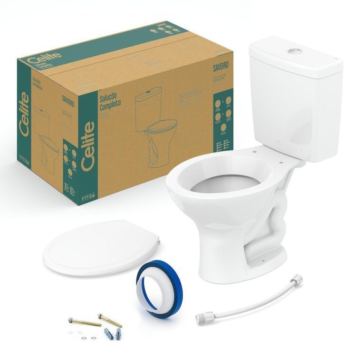 Kit 2 Vaso Sanitários com Caixa Acoplada e Assento Saveiro Celite - 2