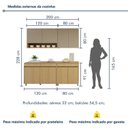 Ver imagem 4 de Cozinha Completa Modulada 4 Peças 8 Portas 3 Gavetas 100% MDF Simone Mendes Marrom