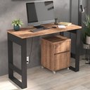 Ver imagem 2 de Mesa Escrivaninha Estilo Industrial Com Armário Baixo Chess F04 Preto/Solanum - Mpozenato