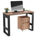 Ver imagem 1 de Mesa Escrivaninha Estilo Industrial Com Armário Baixo Chess F04 Preto/Solanum - Mpozenato