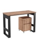 Ver imagem 3 de Mesa Escrivaninha Estilo Industrial Com Armário Baixo Chess F04 Preto/Solanum - Mpozenato
