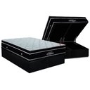 Ver imagem 1 de Cama Box Baú King: Colchão Molas Ensacadas Ortobom Elegant + Base Crc Suede Black (186x198)
