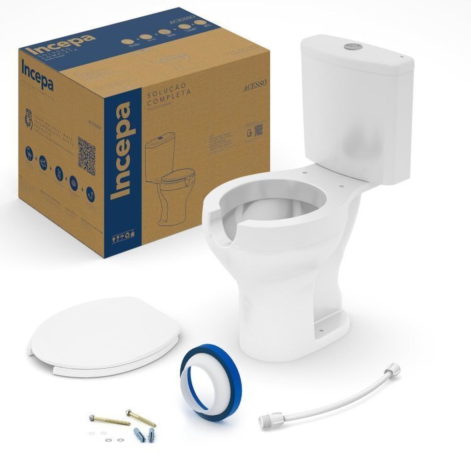 Kit 3 Vaso Sanitário com Caixa Acoplada e Assento com Abertura Acesso Incepa - 3